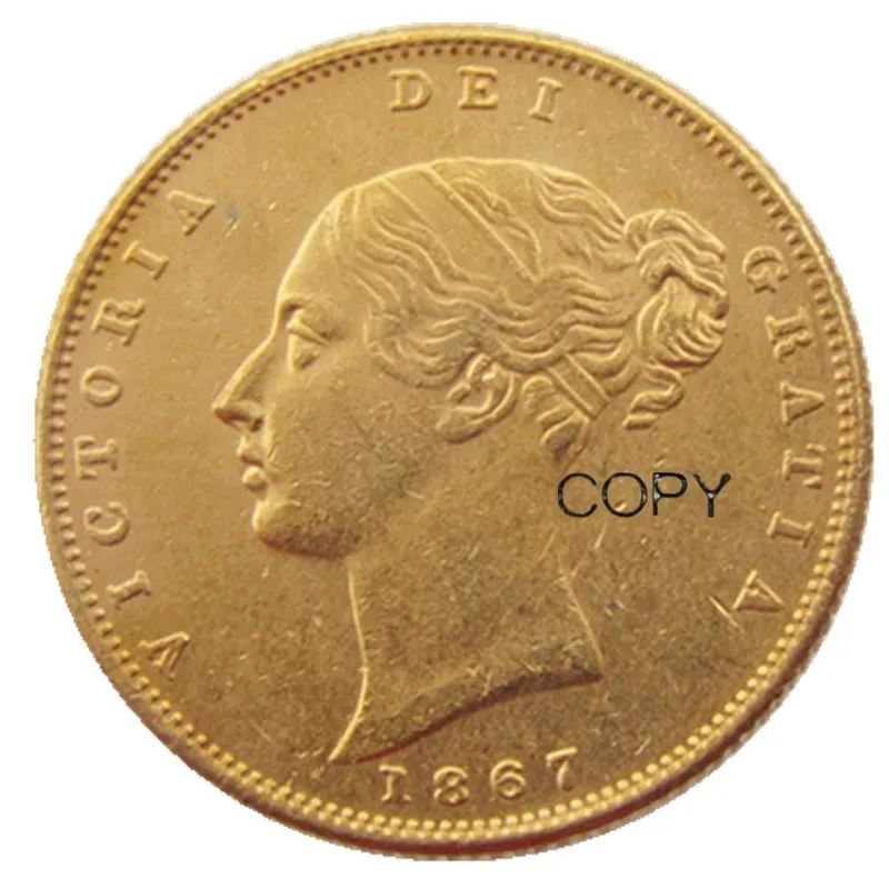 UK 1867-ps Золотая монета королевы викторианской молодой головы очень редкие