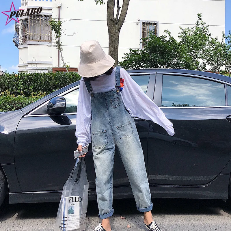 

Модный женский джинсовый комбинезон, женский весенний модный Свободный джинсовый комбинезон, Женский Повседневный комбинезон с карманами