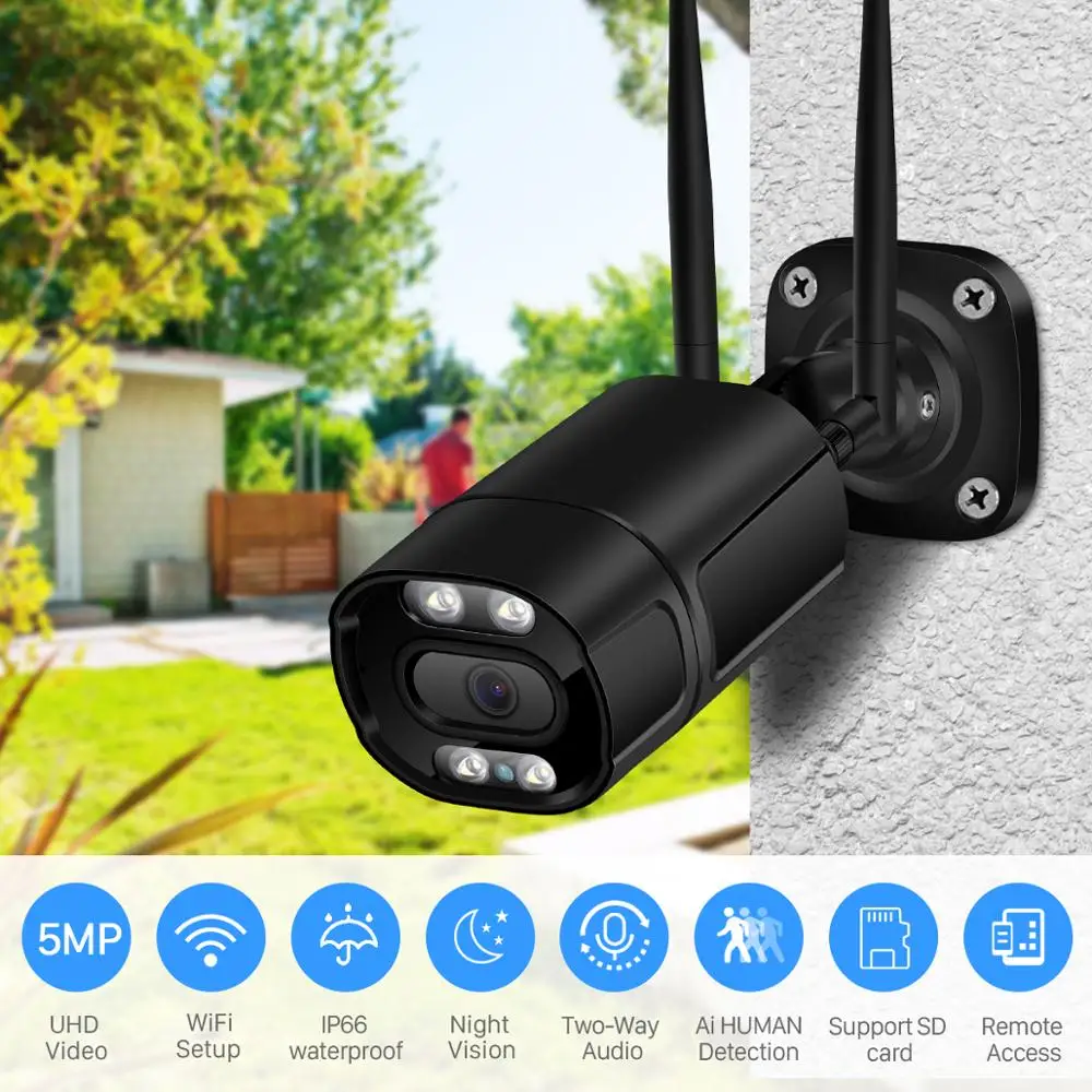 BESDER 5MP Wifi Camera IP Outdoor Ai Human Detect Audio 3MP 2MPHD Color Infrared Night Vision Security CCTV P2P | Безопасность и