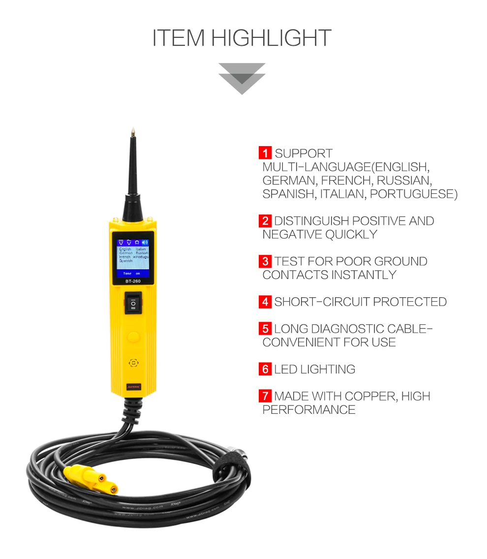 AUTOOL BT260 12 В 24 LED автоматическое электрическое напряжение электрический компонент