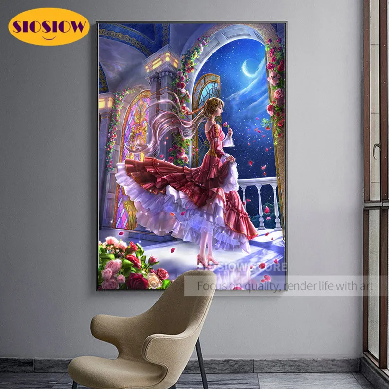 SIOSIOW 5d сделай сам алмазная вышивка платье принцессы для девочек картина из страз