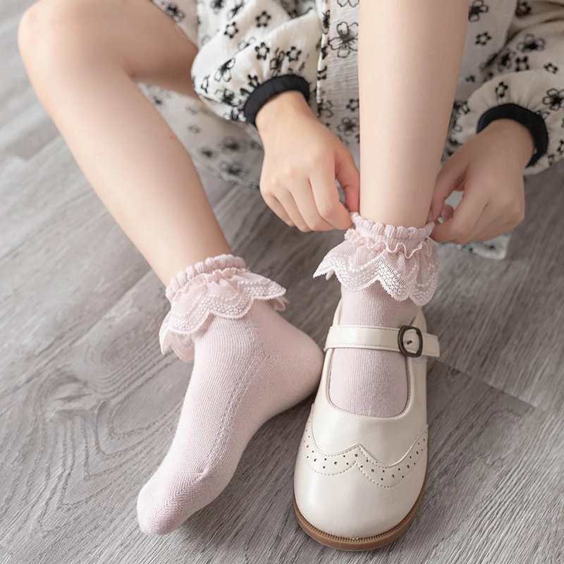 Girls Socks Spring And Autumn Korean Fashion Version Of Little Girls Socks Pure Cotton Baby Lace Socks Princess White Winter