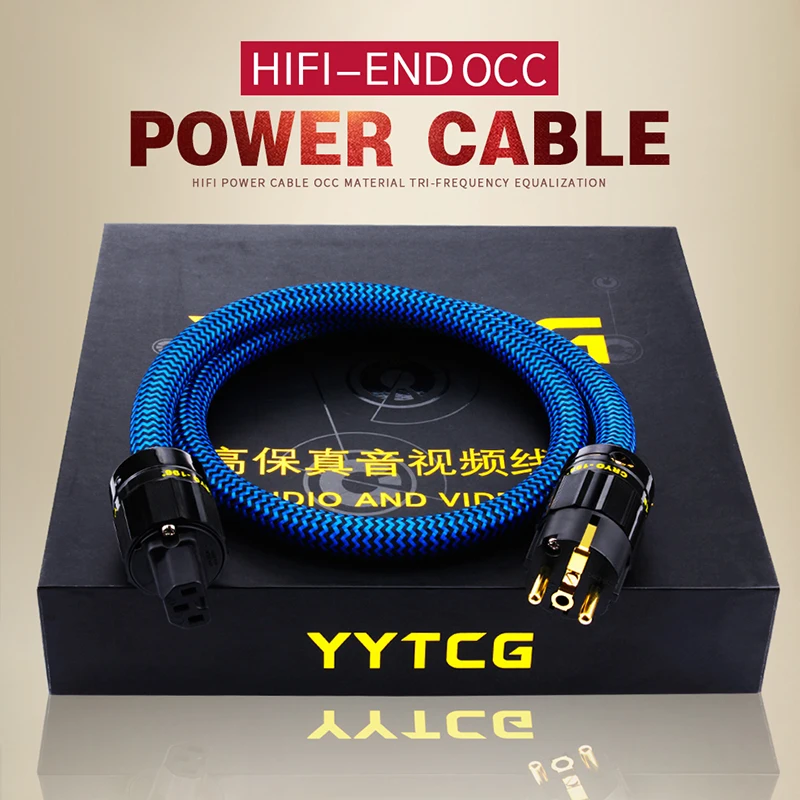 yytcg hifi power cable hi end 6n occ power cord with european power plug free global shipping