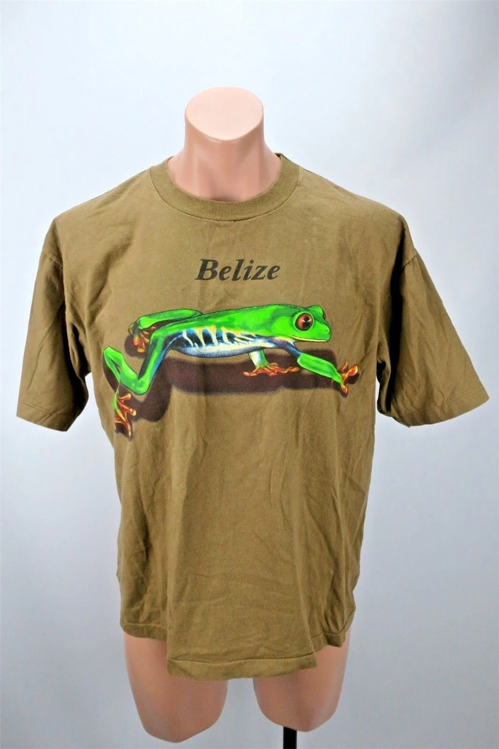 Vtg 90S Белиз Путешествия Отдых дерево лягушка рептилия Gecko Euc футболка Sz Ml
