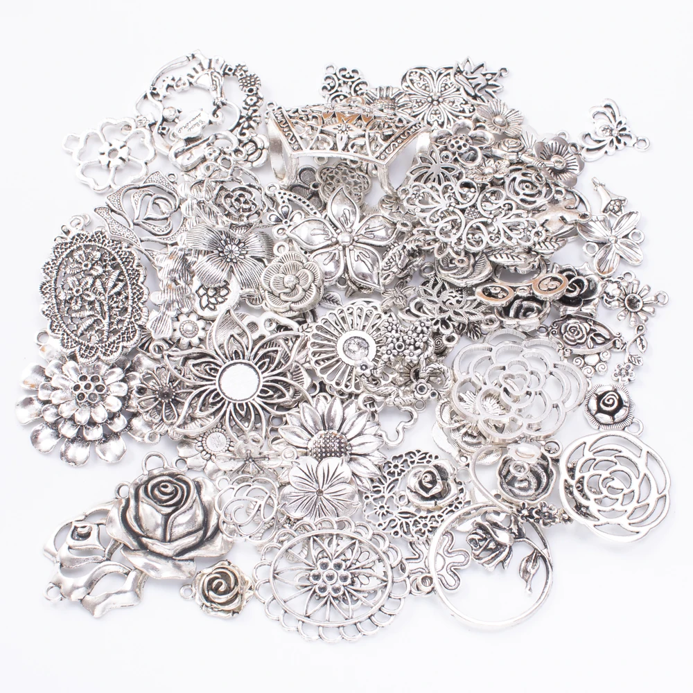 Цепочка с подвеской в виде цветка металлическая антикварный бронзовый браслет г