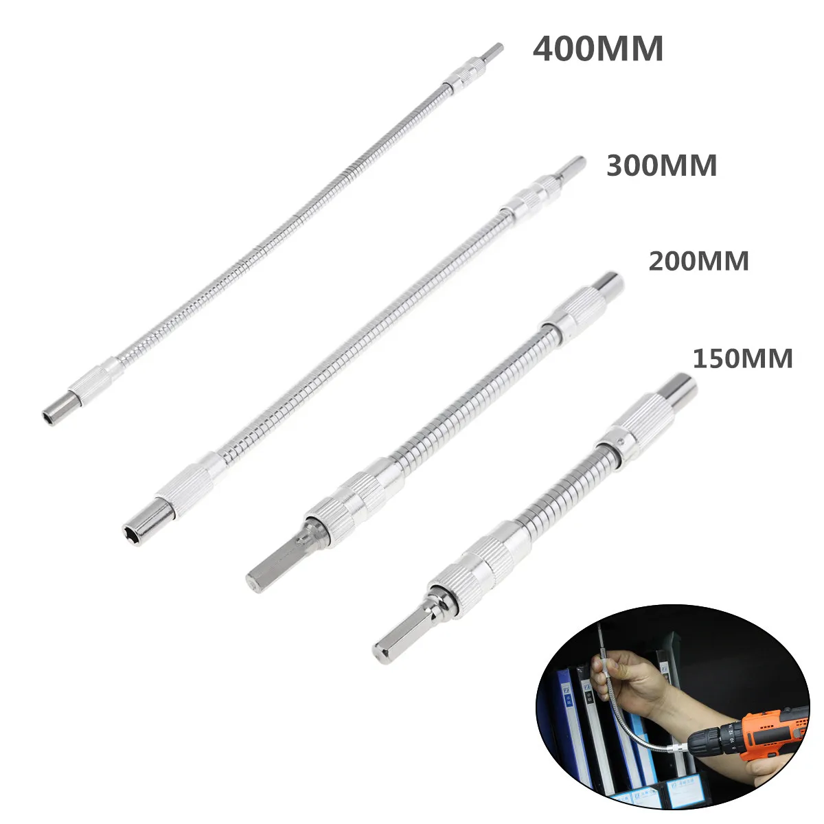 

Metal Universal Charging Electric Drill Flexible Shaft 150mm/200mm/300mm/400mm Extension Link Rod Bending Shaft Power Tool
