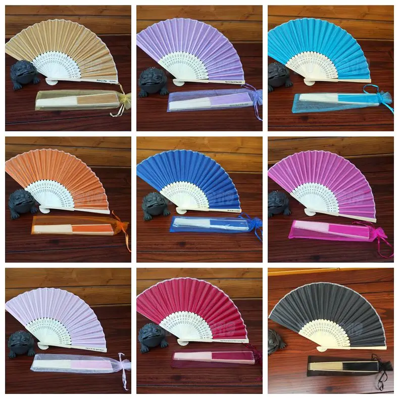 Бесплатная доставка DHL 10 шт./лот подарок на свадьбу шелковые вееры конфетный цвет