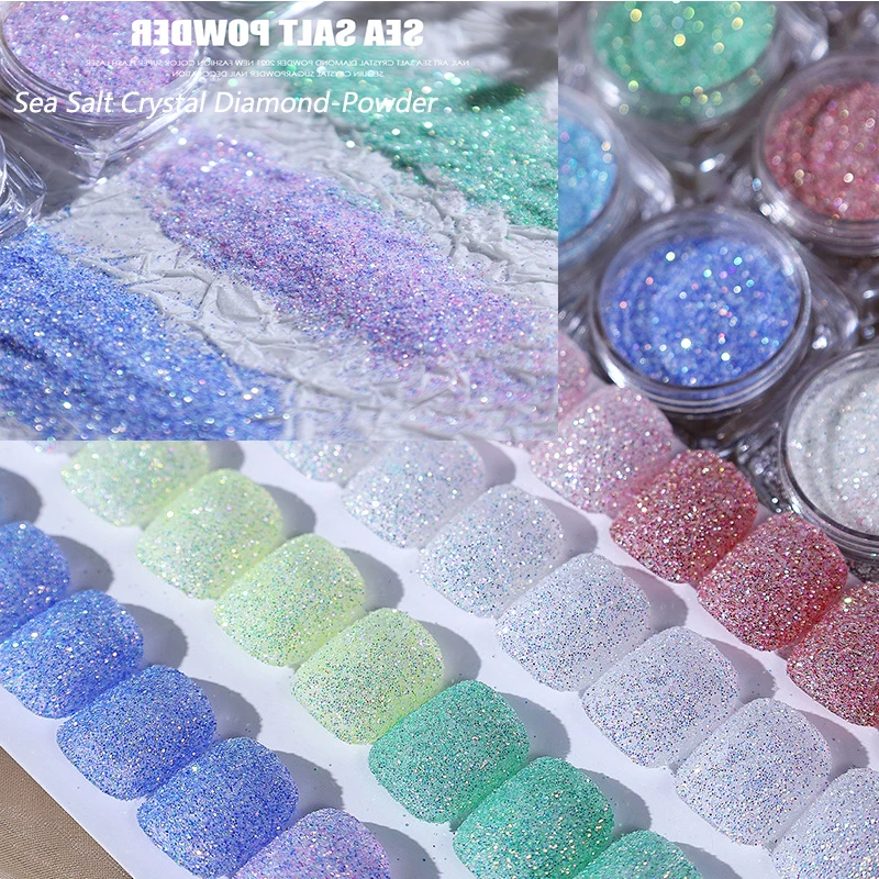 

3G/Jar Aurora Sea Salt Crystal Diamond-Powder Nail Art Super Flash Powder Accessories Sugar Nail Glitter Decorations DIY 12color
