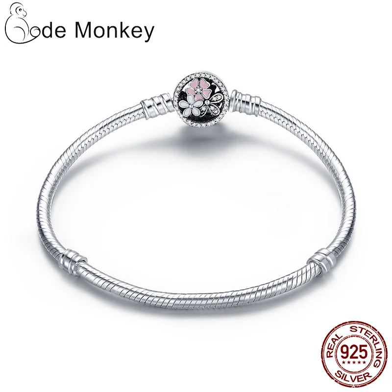 Горячая Распродажа 100% реальные 925 Серебряный браслет Fit оригинальный дизайн