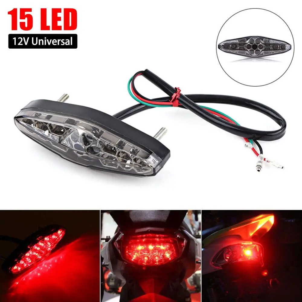 12V мотоцикл светодиодный Запуск задний стоп хвост светильник лицензии дым лампы
