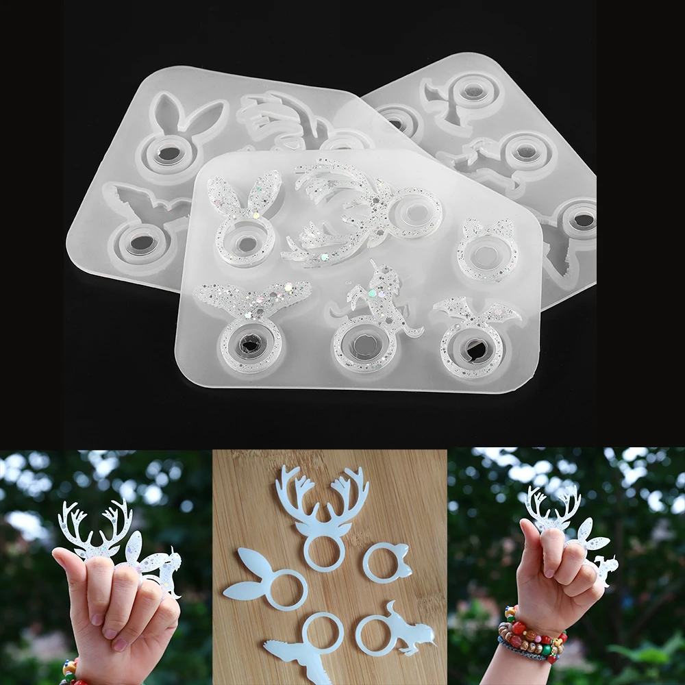 

1Pcs 16-19mm Unicorn Elk Cat Ring Silicone Molds Crystal Epoxy Resin Casting Mold For DIY Craft Jewelry Making Accessories