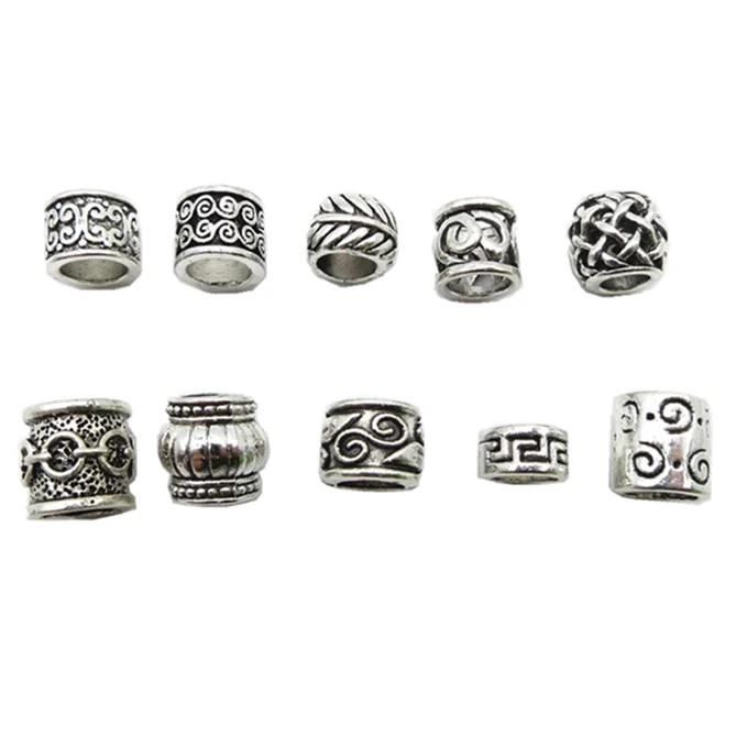 5 шт. античная серебряная оплетка для волос бусины дредов кольца бороды