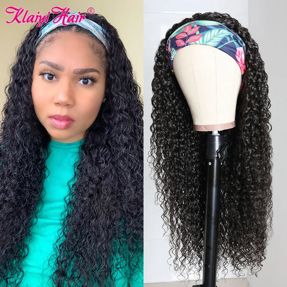 Klaiyi кудрявые человеческие волосы половина парика бразильский Реми на клипсе