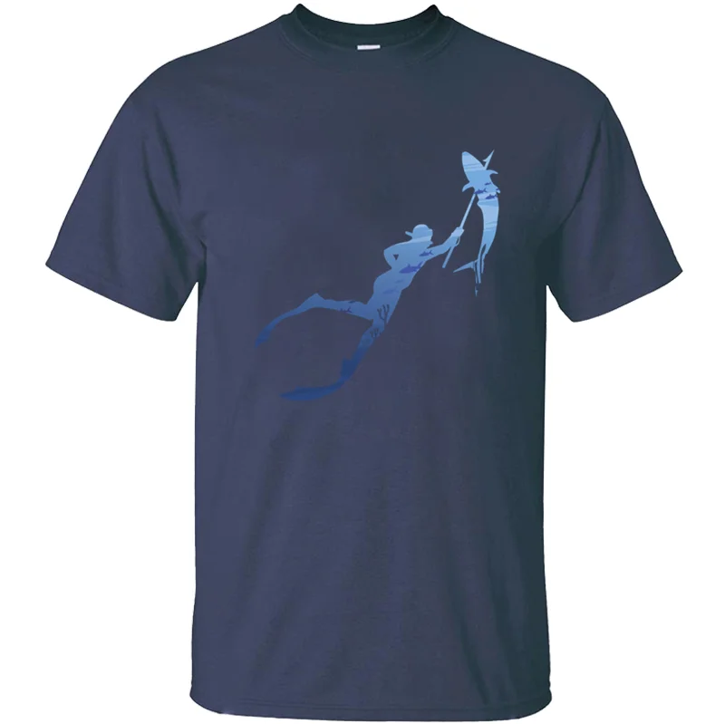 Повседневная забавная футболка для подводной охоты фридивинга рыбалки Мужская