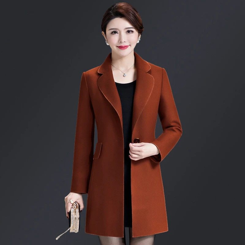 

Large Size Woman Wool Coat High Quality Winter Jacket Women Slim Woolen coat Casual Long Cardigan Jackets Elegant Blend 4XL B797