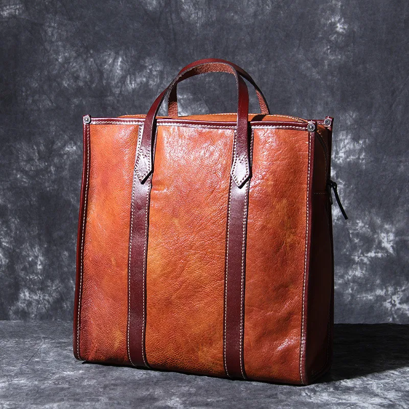 Simple retro high quality men's genuine leather briefcase new first layer cowhide business handbag men's shoulder messenger bag