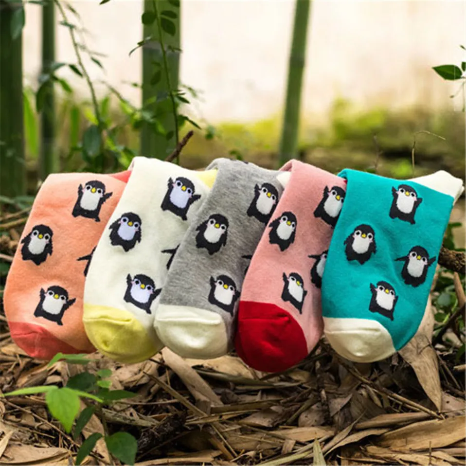1 Pair Casual Cute Cartoon Penguin Animal Women Cotton Soft Socks Ankle Socks Lady Winter Autumn Warm Comfortable Sock
