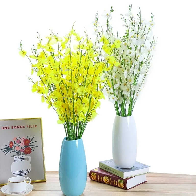 Beste 8 Kleuren Simulatie Dansen Oncidium Kunstzijde Orchidee Bloem 5 Takken Ontwerp Voor Hotel Wedding Home Decorations