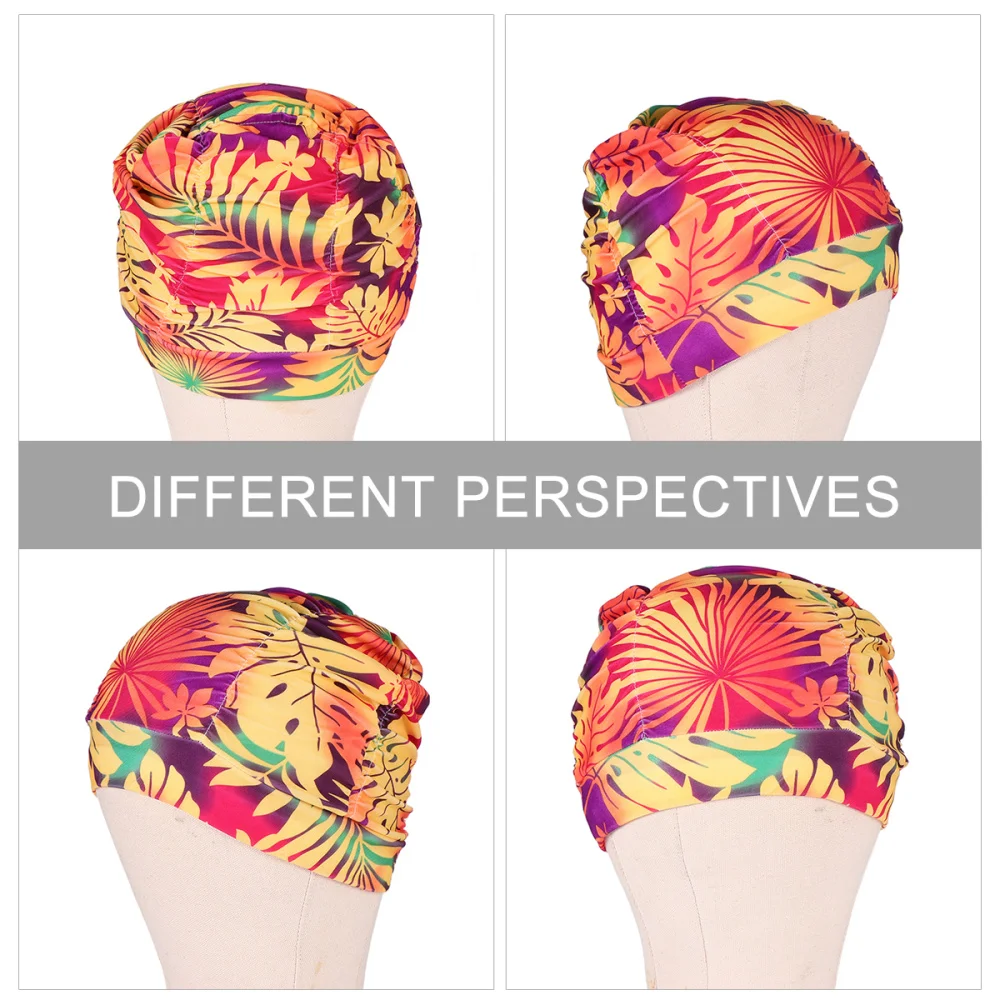 

Printed Swimming Cap Swimming Hat Sports Elastic Swimming Hat Ear Cover Swimming Head Accessory for Girls Lady (Blue)