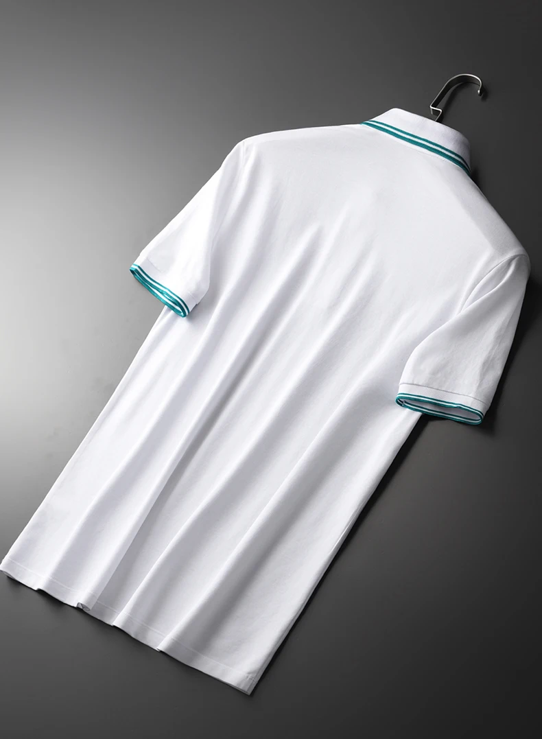 

Summer Mens T-shirts Luxury Short Sleeve Yarn-dyed Color Contrast Collar Male T-shirts Plus Size 4xl Slim Fit Man T-shirt