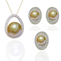 meibapj real 925 silver ellips earrings pendant necklace ring fine wedding jewelry sets for women natural big pearl suit
