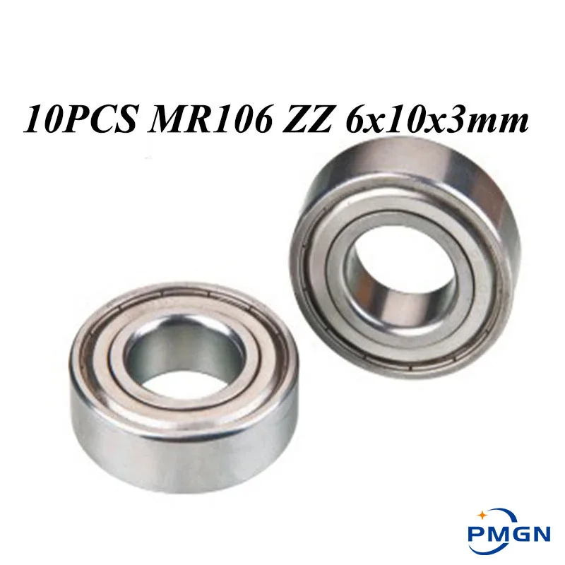 

10pcs/Lot ABEC-5 MR106ZZ MR106Z MR106 ZZ 6x10x3mm 6*10*3 mm Metal seal Miniature Thin Wall High quality Deep Groove Ball Bearing