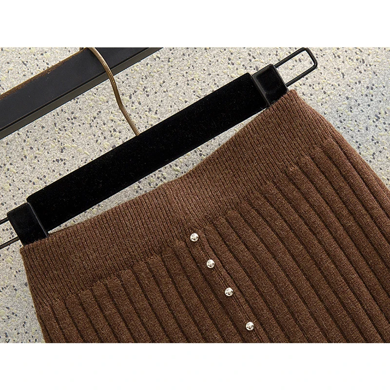 Юбка карандаш Женская трикотажная с высокой талией на осень и зиму|Женские юбки| |