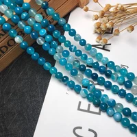 high quality 4mm 6mm 8mm 10mm blue striped agat stone beads pick size loose bead for handmade bracelets diy charm jewelry 2020