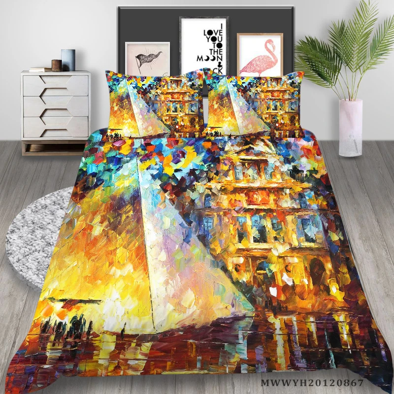 

3D Bedding Sets Oil Painting Print Duvet Cover Set 2/3 Pcs Highend Luxury Comforter Cover Set