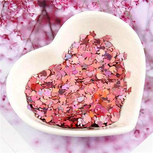 laser dk pink Rabbit Ультратонкий кролик, блестки, дельфин, морская черепаха, ПЭТ, пайетки, лазерные блестки для ногтей, рукоделие, Свадебный декор, конфетти, 8 г - Цвет: laser dk pink Rabbit