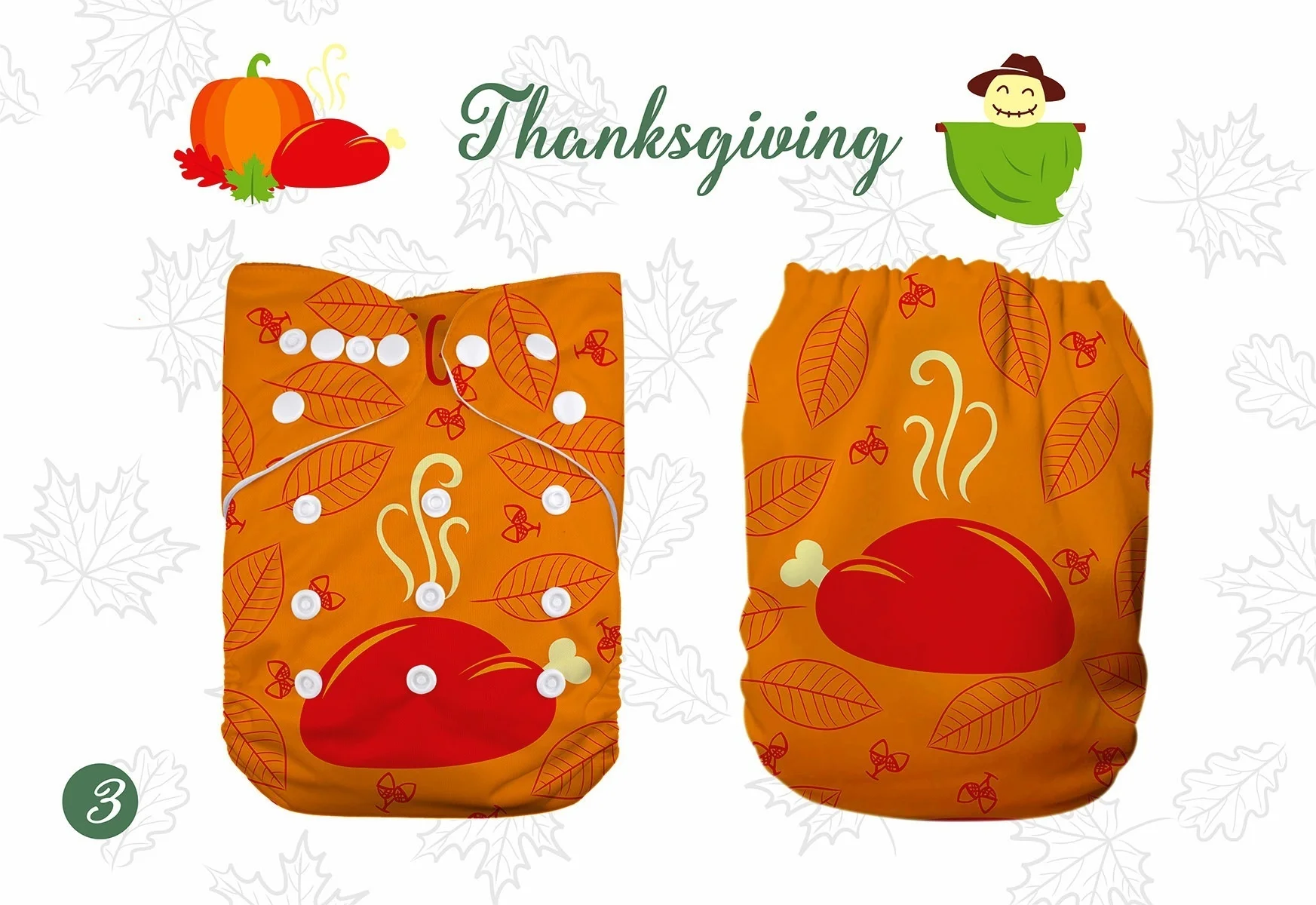 Немного благодарения цифрового положения Детские Многоразовые моющиеся