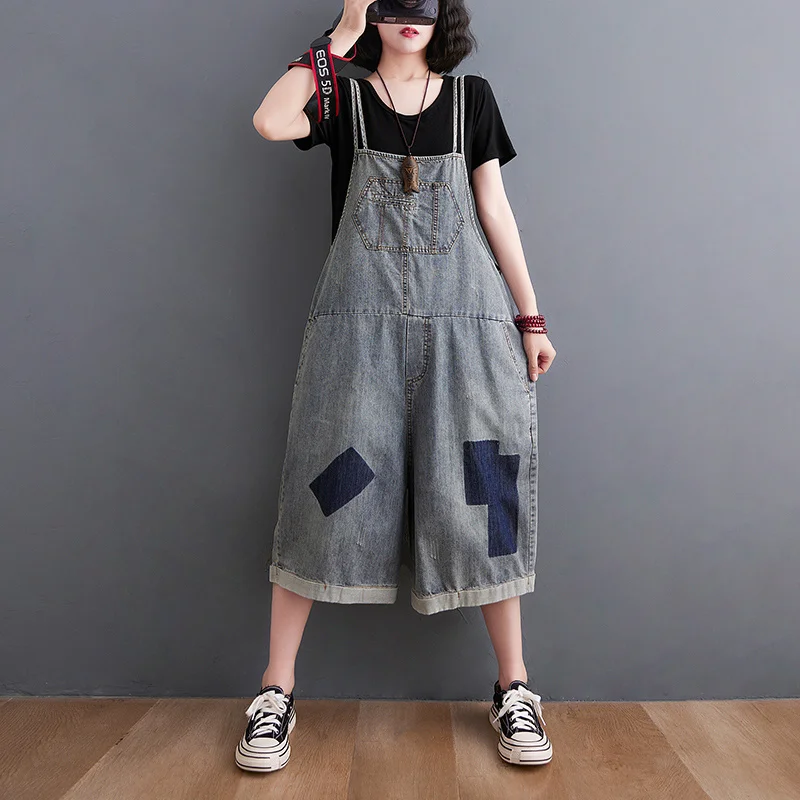 

#2362 Spring Summer Spaghetti Strap Jumpsuit Women Calf-length Casual Vintage Overalls For Women Wide Leg Jeans Jumpsuit Rompers