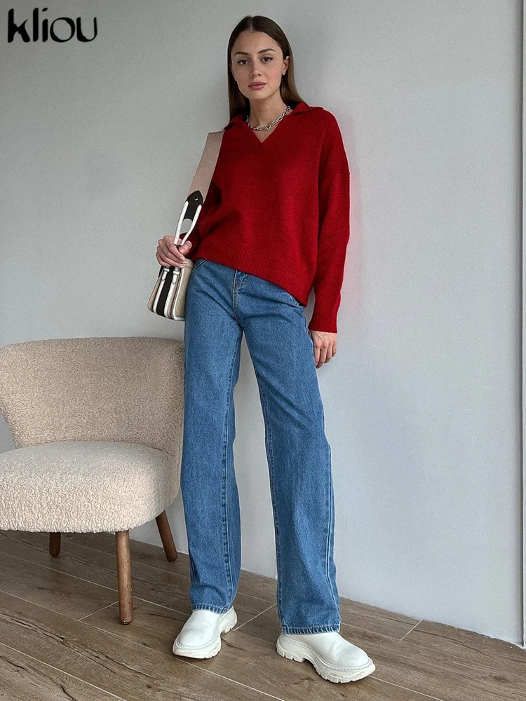 

Kliou, хлопковые джинсы, женские хипстерские повседневные уличные осенние прямые брюки с высокой талией, тонкие, на пуговицах, женские, высока...