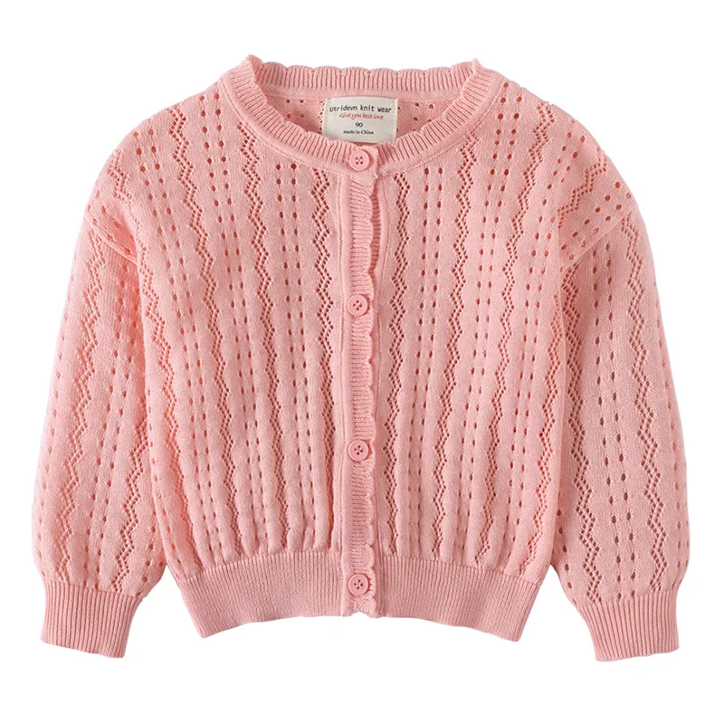 

2021 Hollow Children's Jacket Baby Sweater Sunscreen Pure Cotton Summer Thin Girls Knit Cardigan Casual baby clothes girl