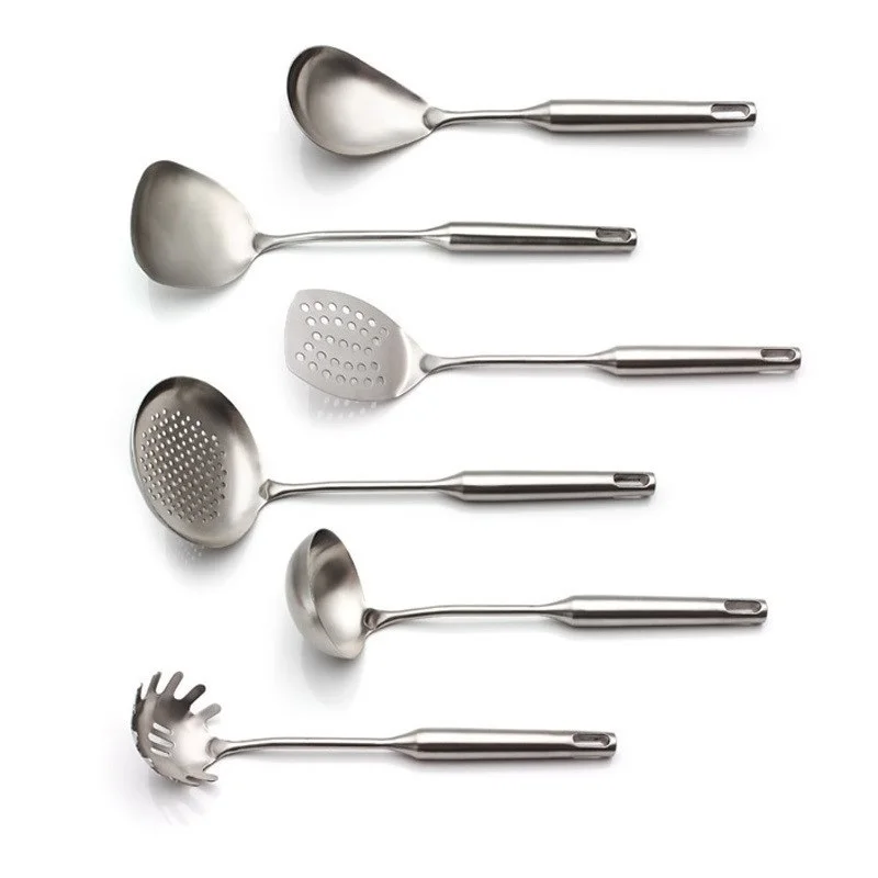 6pcs Kitchenware Gadget Cooking Tools Stainless Steel Cookware set Kitchen Utensils Long Cook Colander Spatula Shovel Rice Spoon | Дом и сад