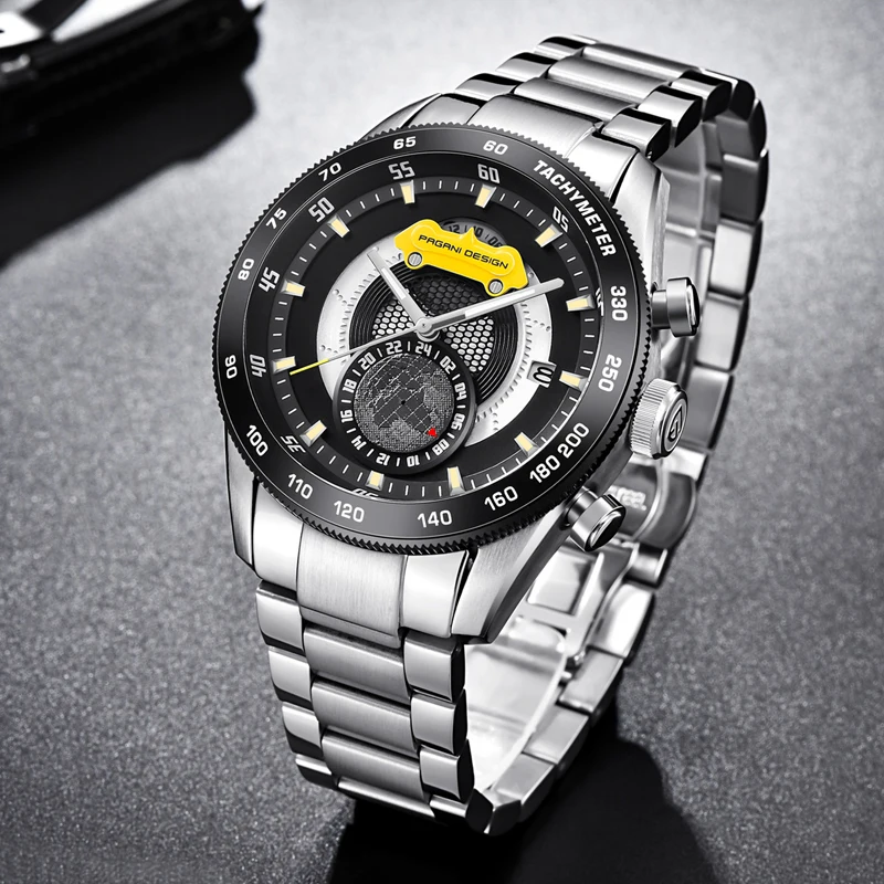 PAGANI DESIGN Men's Sport Quartz Watches Top Brand Luxury Waterproof Stainless Steel Chronograph Analog Watch Men relojes hombre