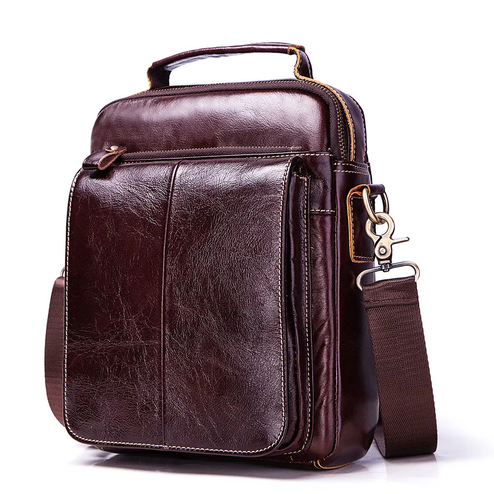 

High Quality Men's Messenger Bag Leather Oil Wax Cowhide Shoulder Bag Multifunctional Large-capacity Bag Handbag