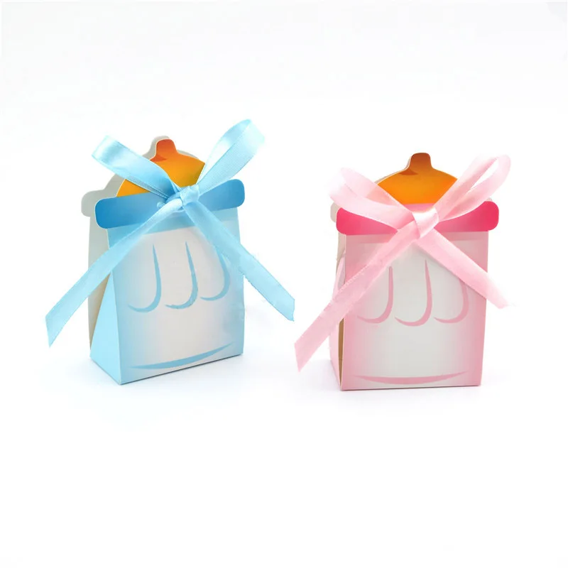 50 шт./лот Детская Бутылочка для молока конфетная коробка розовая синяя девочек и