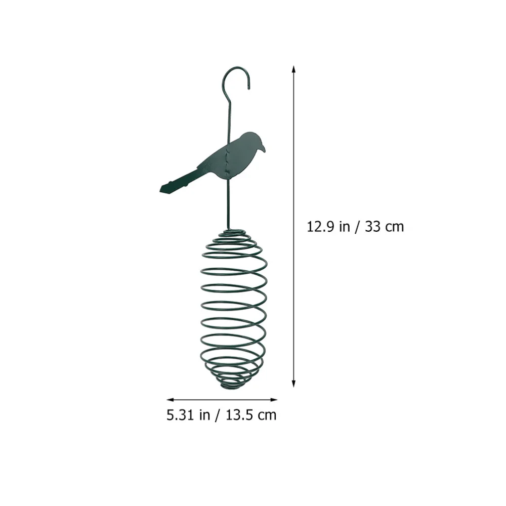 

2pcs Hanging Iron Bird Feeder Outdoor Fat Holder Spring Feeder (Dark Green)