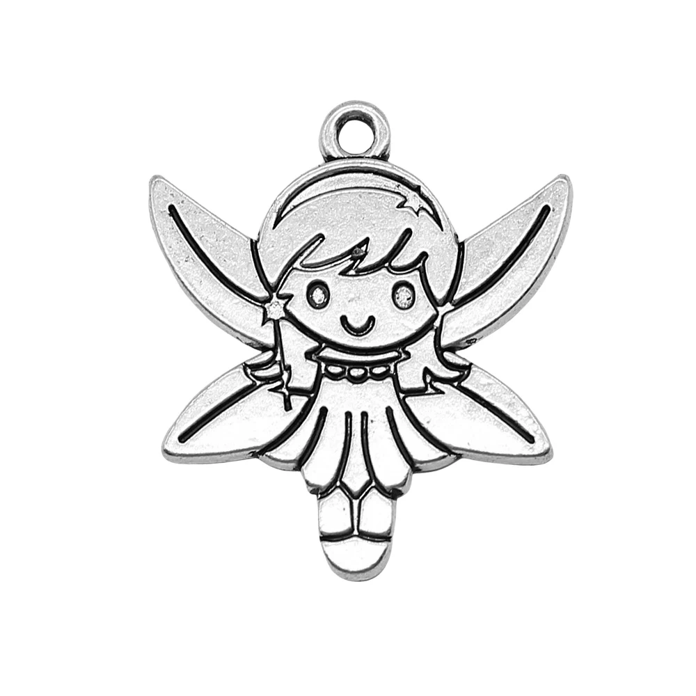 

3pcs Charms Elf Little Girl Diy Jewelry Findings Antique Silver Color 25x28mm Elf Little Girl Charms