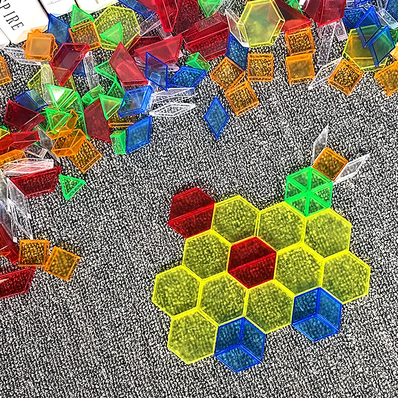 Rompecabezas 3D de 180 piezas para ni&ntilde;os, juguete educativo Montessori, geom&eacute;trico, con forma de Color arco&iacute;ris, transparente, DIY, juguetes de aprendizaje-4
