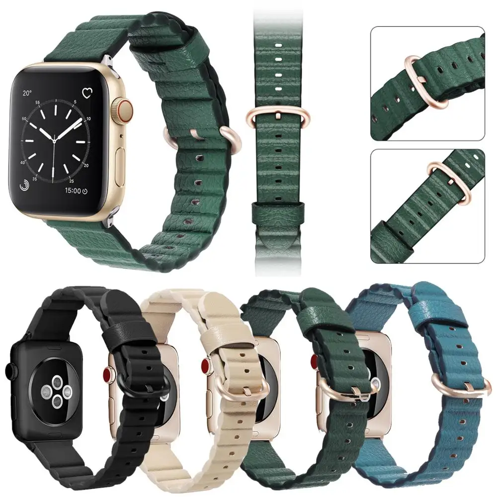 Классическая Петля из натуральной кожи для Apple Watch ремешок 42 мм 38 40 44 iWatch серии 1 2 3 4