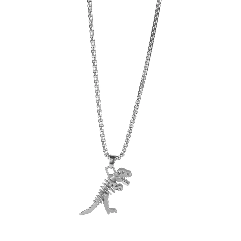 Vintage Metal 3D Dinosaur Pendant Necklace Goth Chain Cute Cartoon Design Charm Choker Necklace for Women Cool Hip Hop Necklace images - 6