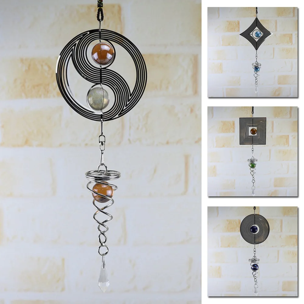

Metal Wind Chime Church Yard Decor Hanging Ornament Rotating Crystal Ball