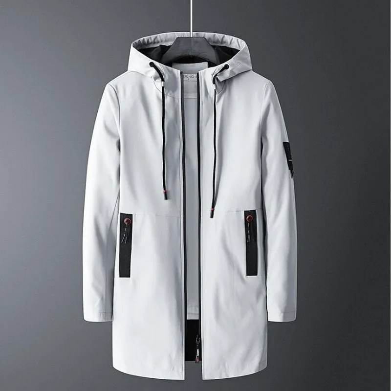 Тренчкот мужской Модная приталенная Молодежная ветрозащитная длинная куртка