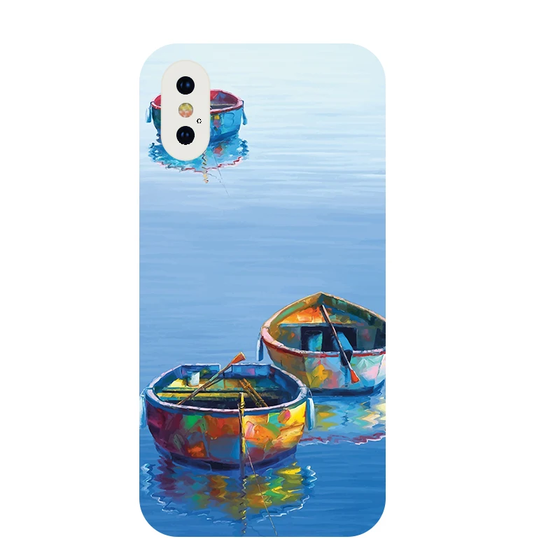 

NOHON Personality Watercolor oil painting boat pattern design phone Case For HUAWEI mate 40 pro P40 plus For Honor 20 V40 cover
