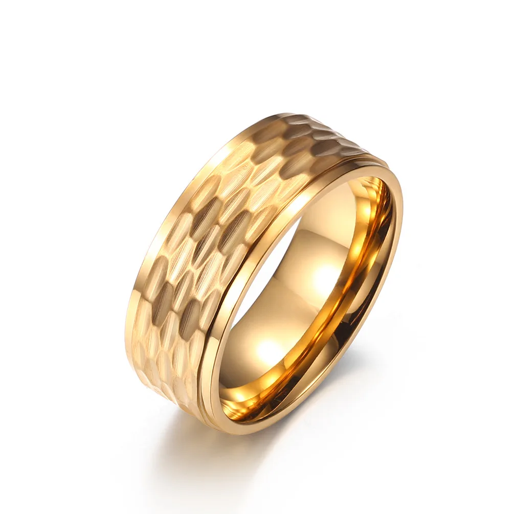 Кольцо мужское из нержавеющей стали стильное кольцо с золотым медовым узором 7