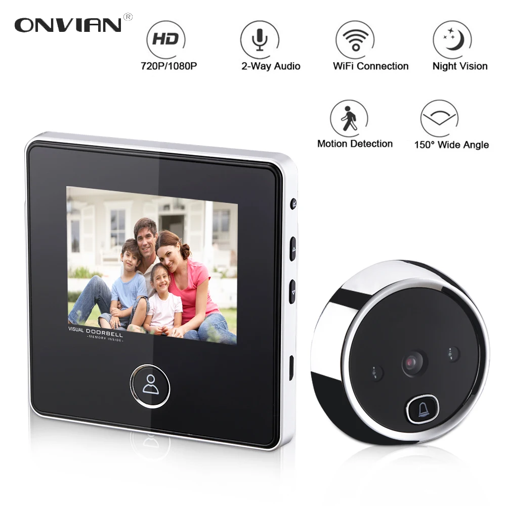 

Onvian 3.0 " TFT HD LCD Display Doorbell Night Vision Door Camera Photo Recording Long Standby Smart Digital Peephole Doorbell