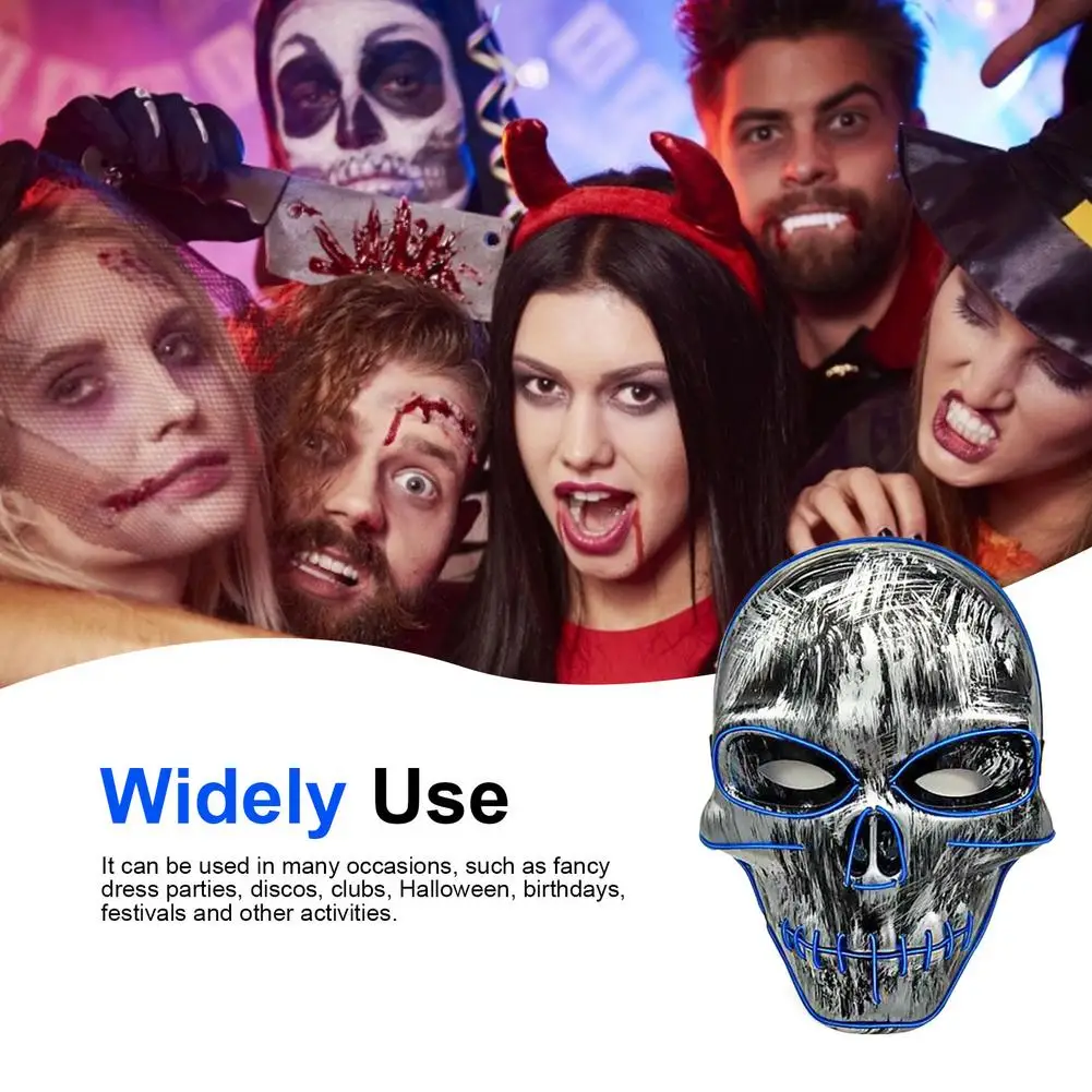 

Halloween Luminous Ghost Head Skull Horror Luminous Led Cold Light Face Cover Scary Mask Masquerade Carnival Adult Party Masks