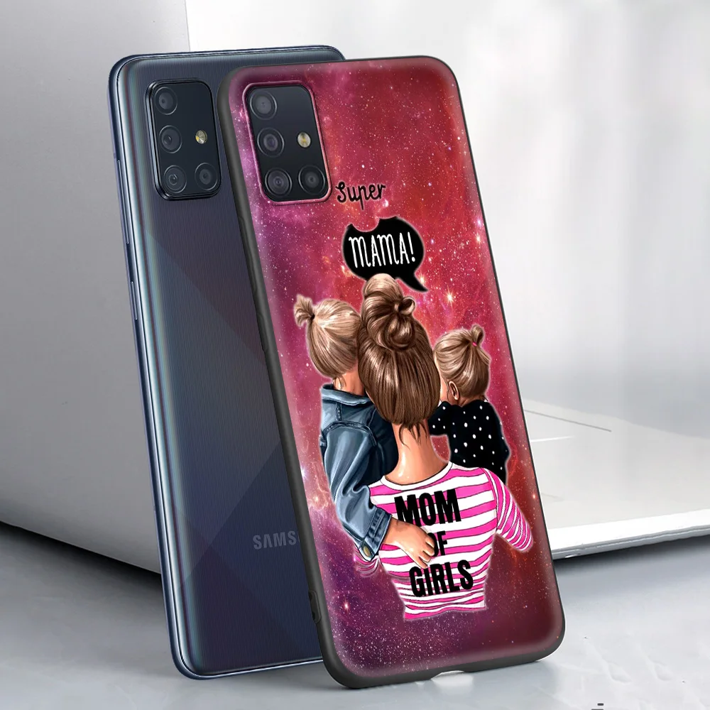 

Brown Hair Baby Mom Girl Smartphone Accessories Cover for Samsung Galaxy A50 A70 A10 A10S A20 A30 A40 A60 Luxury Soft Case Shell